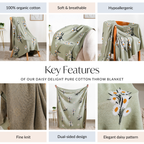 Daisy Delight Pure Cotton Throw Blanket Nestasia