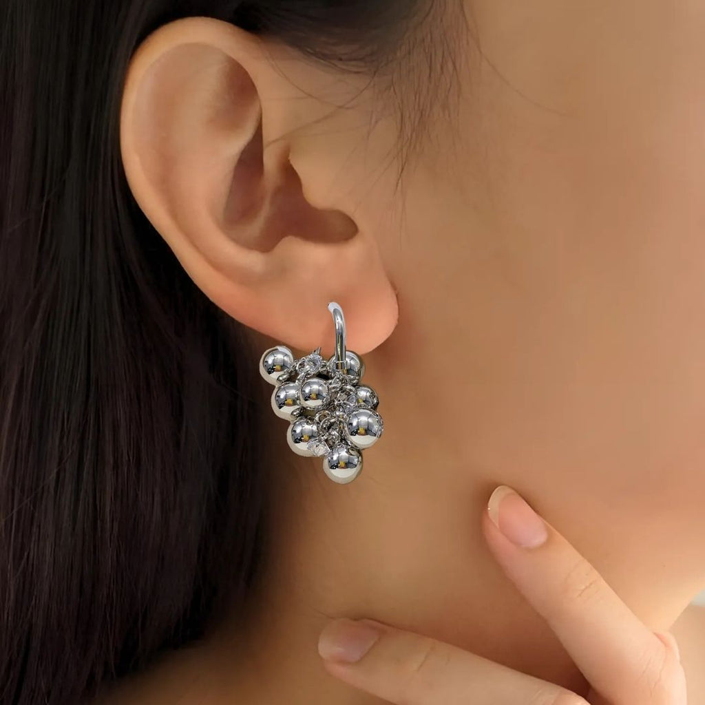 Dangling Beads Metallic Earrings Nestasia
