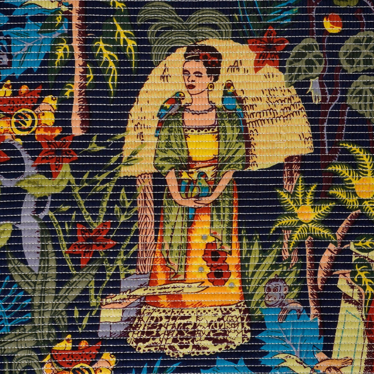 Frida Kahlo Inspired Quilted Cotton Bedcover 250x220cm Nestasia