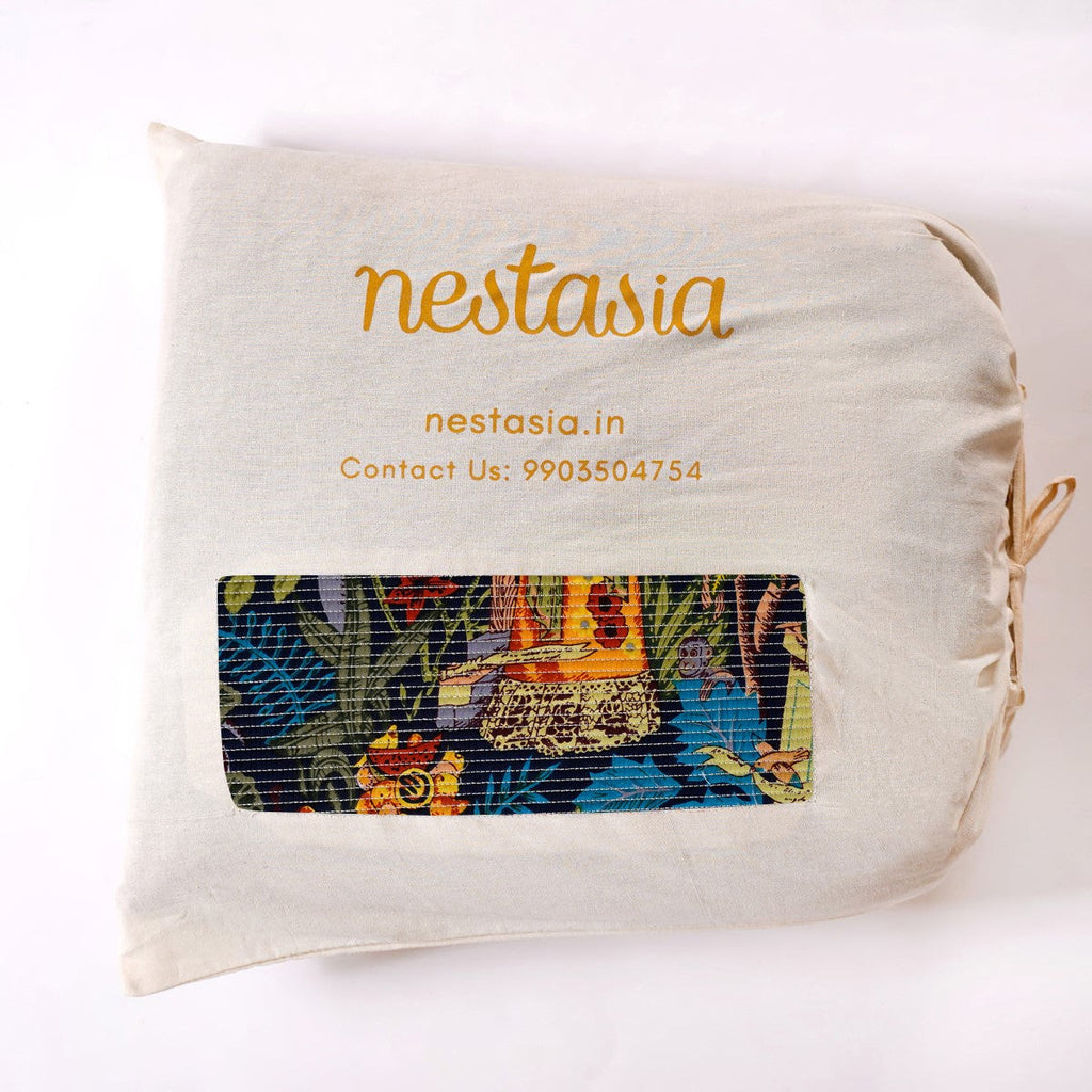 Frida Kahlo Inspired Quilted Cotton Bedcover 250x220cm Nestasia
