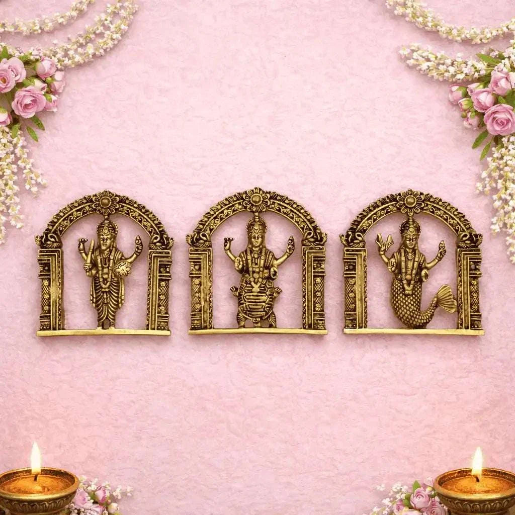 Brass Dashavatara Wall Hanging Plates Set (6 Inch) Vedansh Craft