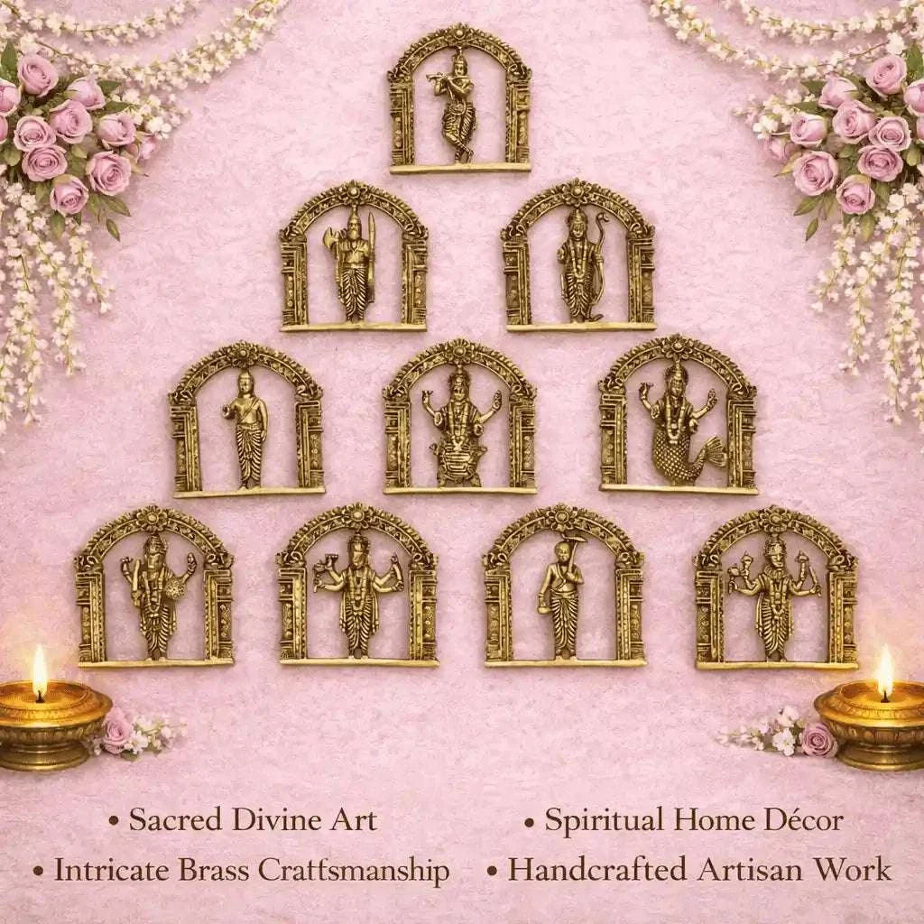 Brass Dashavatara Wall Hanging Plates Set (6 Inch) Vedansh Craft