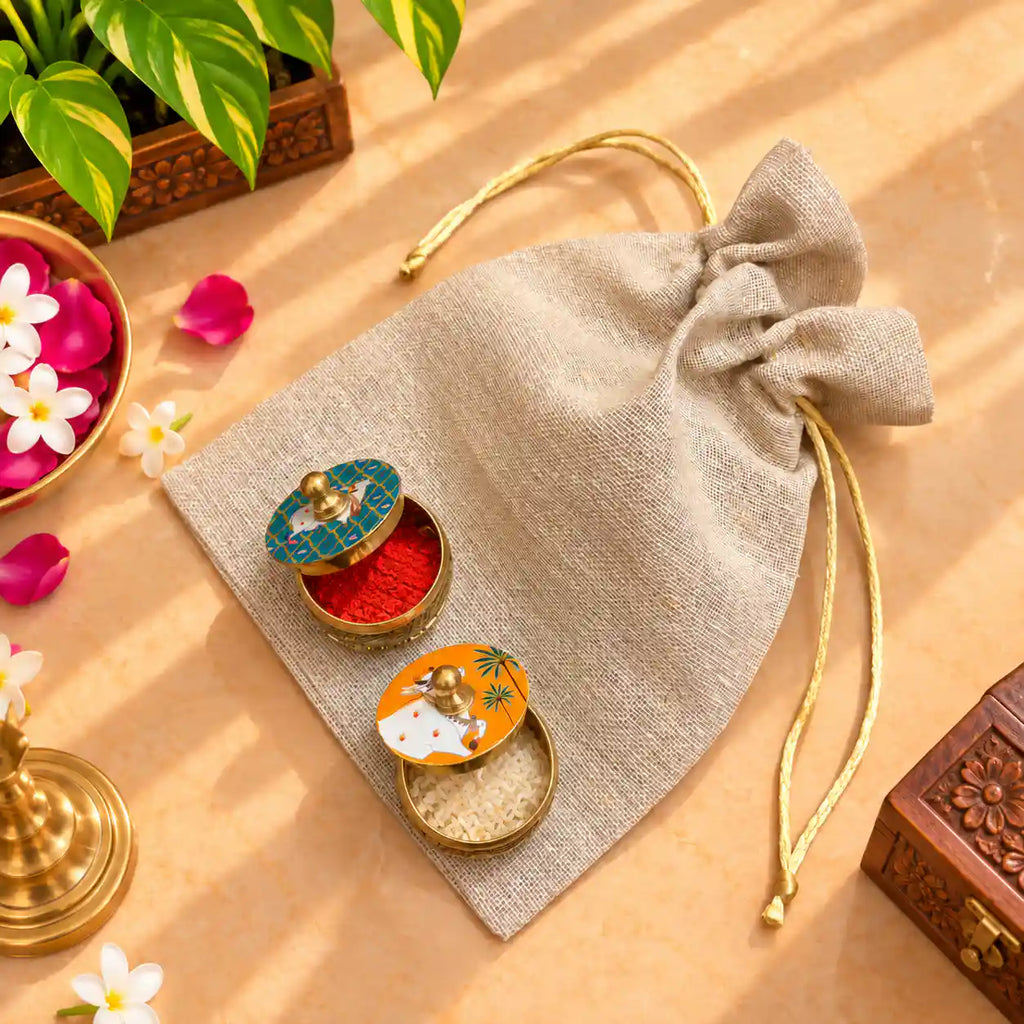 Brass Pooja Potli Gift Hamper: Bulk Corporate Gifting Vedansh Craft