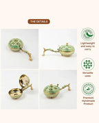 Decorative Brass Dhoopdani for Aarti, Meditation, and Home Temple Aromatic Rituals
