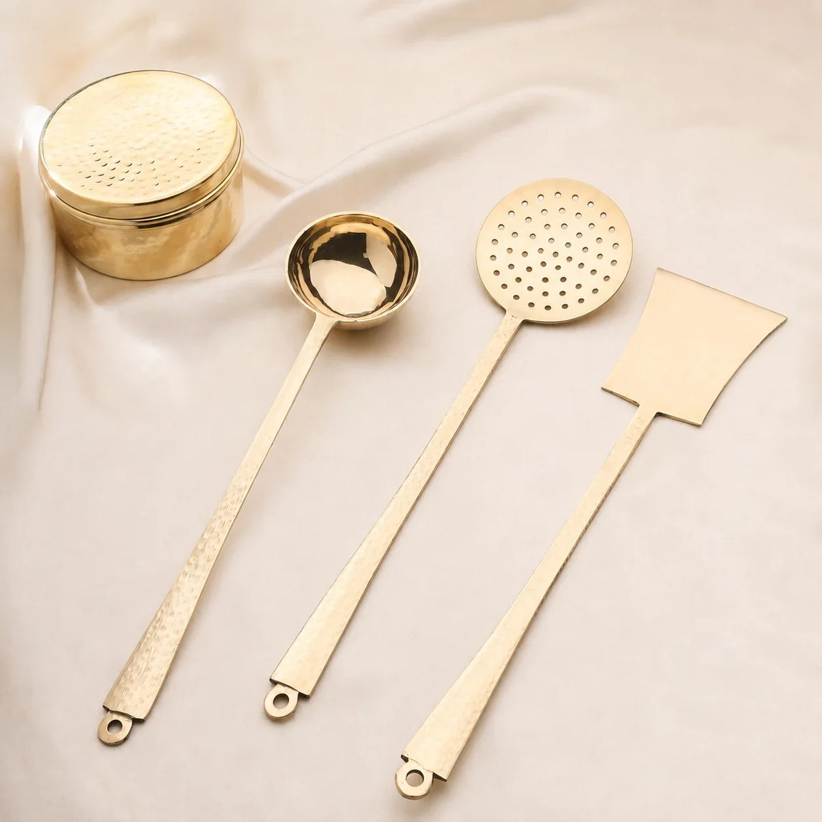 Brass Kitchen Ladles Set  (15.5 Inch) Vedansh Craft