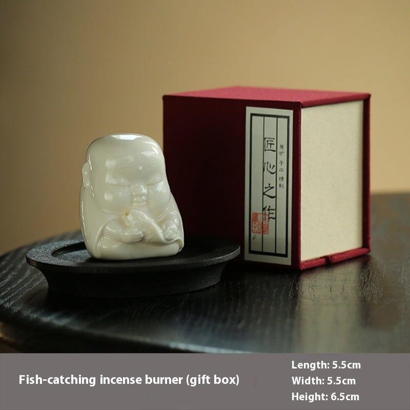 Fishing Little Monk Tea Pet Decoration Incense Stick Creative Incense Burner kafalo