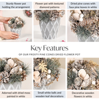 Frosty Pine Cones Dried Flower Pot Nestasia