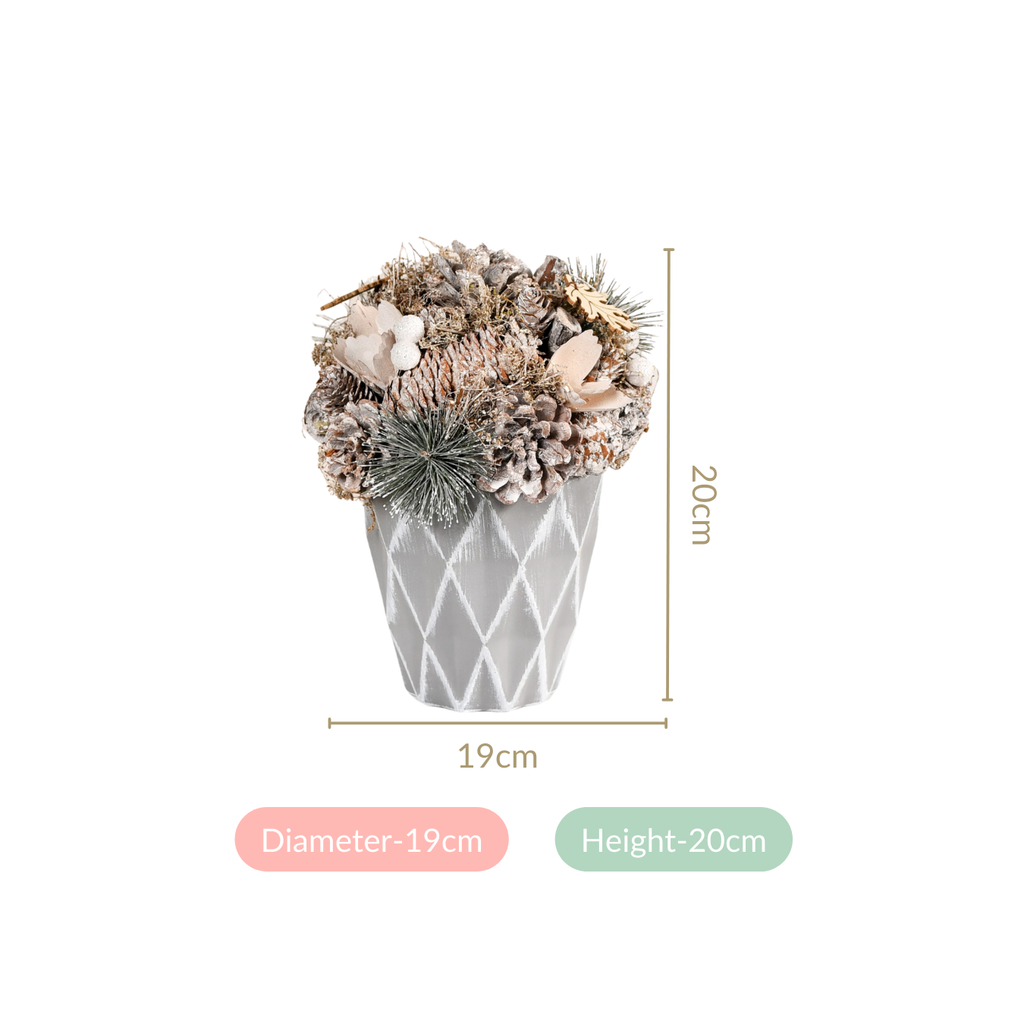 Frosty Pine Cones Dried Flower Pot Nestasia