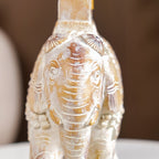 Decorated Elephant With Gold Bell Showpiece White Nestasia