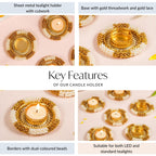 Decorative Pearl Gold Beaded Tealight Holders Set Of 6 Nestasia
