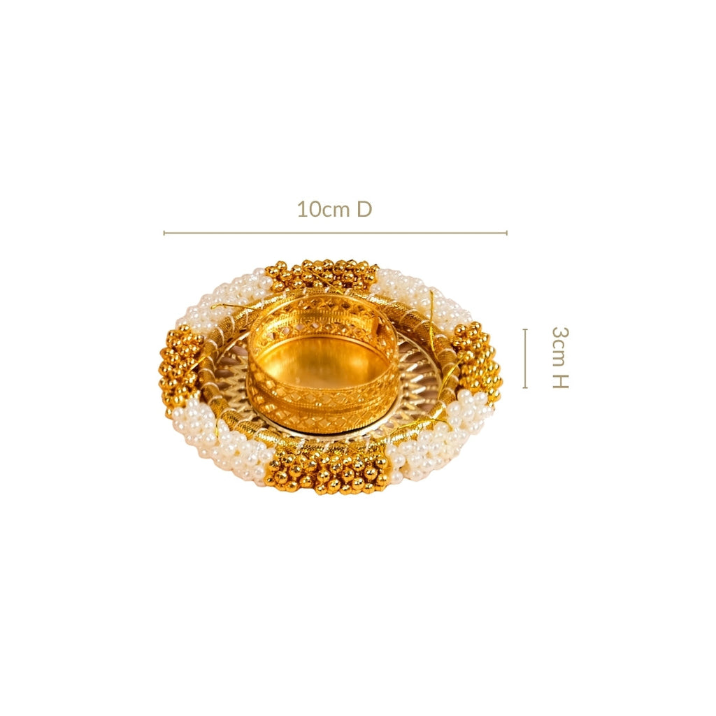 Decorative Pearl Gold Beaded Tealight Holders Set Of 6 Nestasia