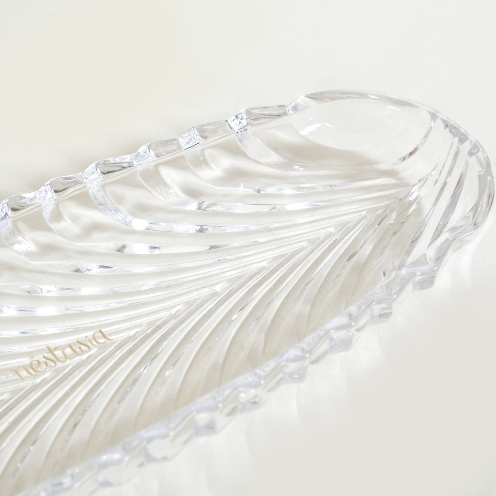 Ornate Metal Glass Decorative Boat Tray Nestasia