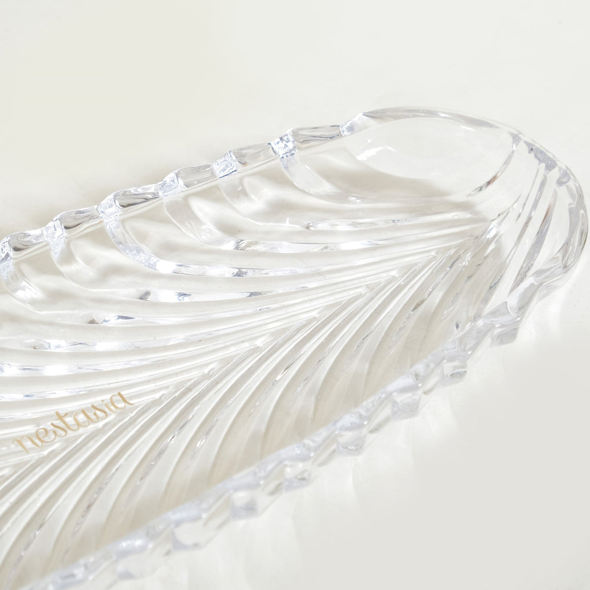 Ornate Metal Glass Decorative Boat Tray Nestasia
