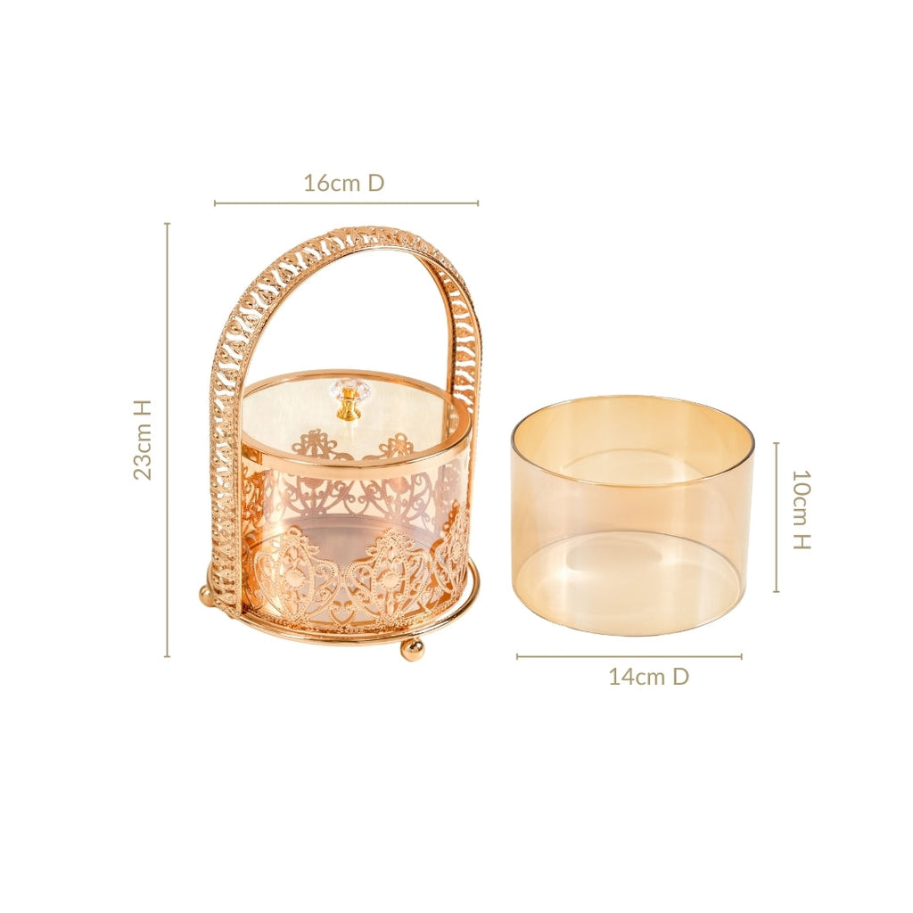 Decorative Glass Candy Jar With Handle And Lid Nestasia