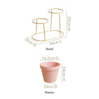TerraDuo Decorative Planters With Two Tier Gold Stand Pink Nestasia