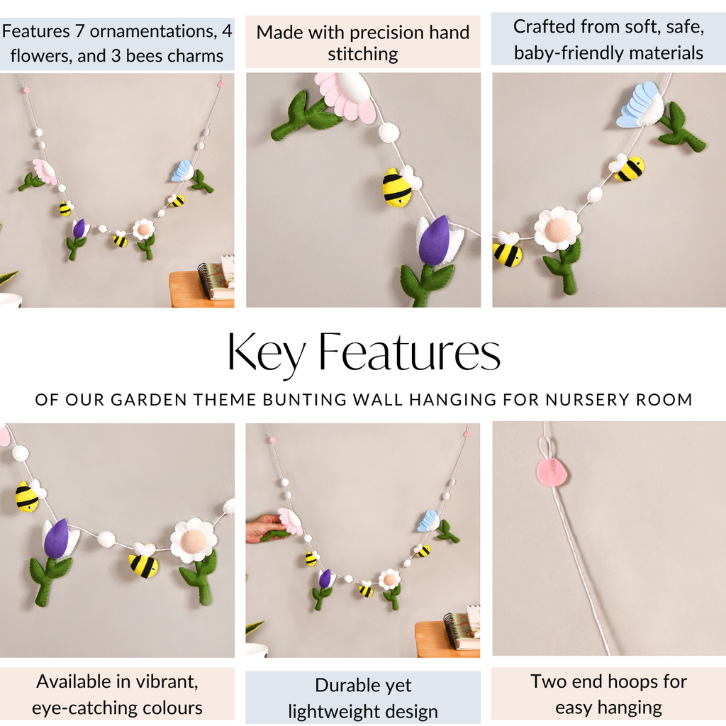 Garden Theme Bunting Wall Hanging For Nursery Room Nestasia