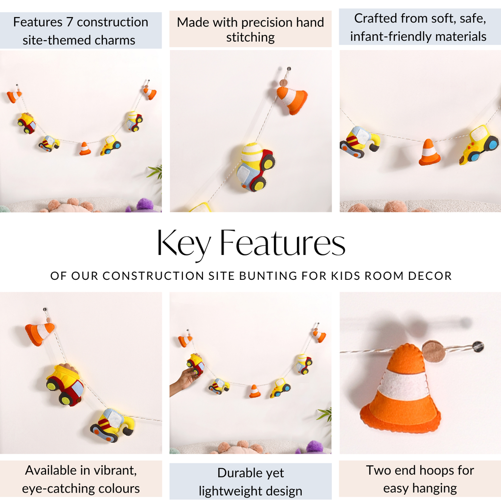 Construction Site Bunting For Kids Room Decor Nestasia