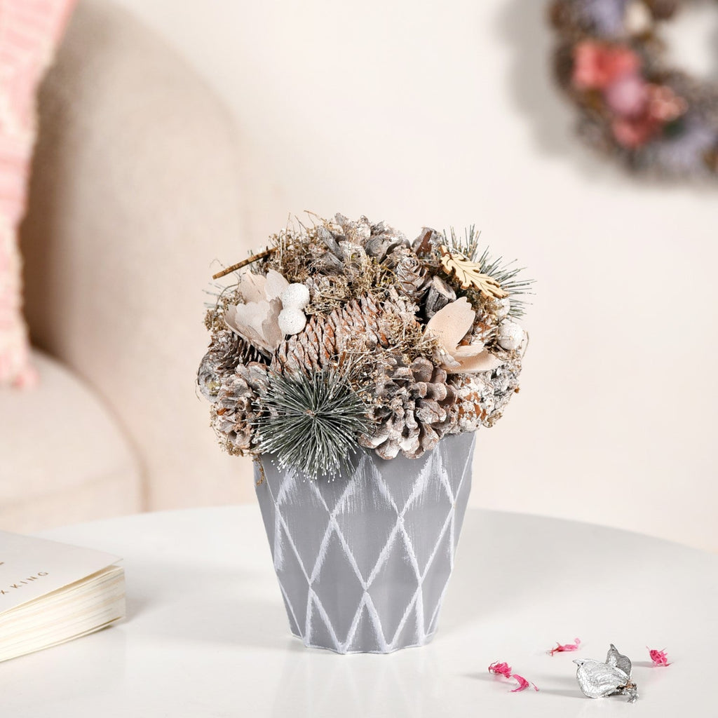 Frosty Pine Cones Dried Flower Pot Nestasia