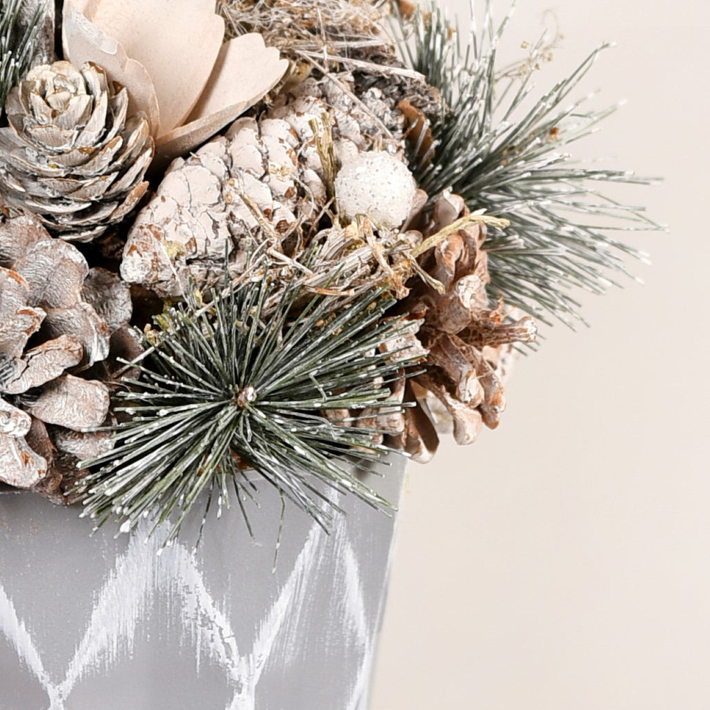 Frosty Pine Cones Dried Flower Pot Nestasia