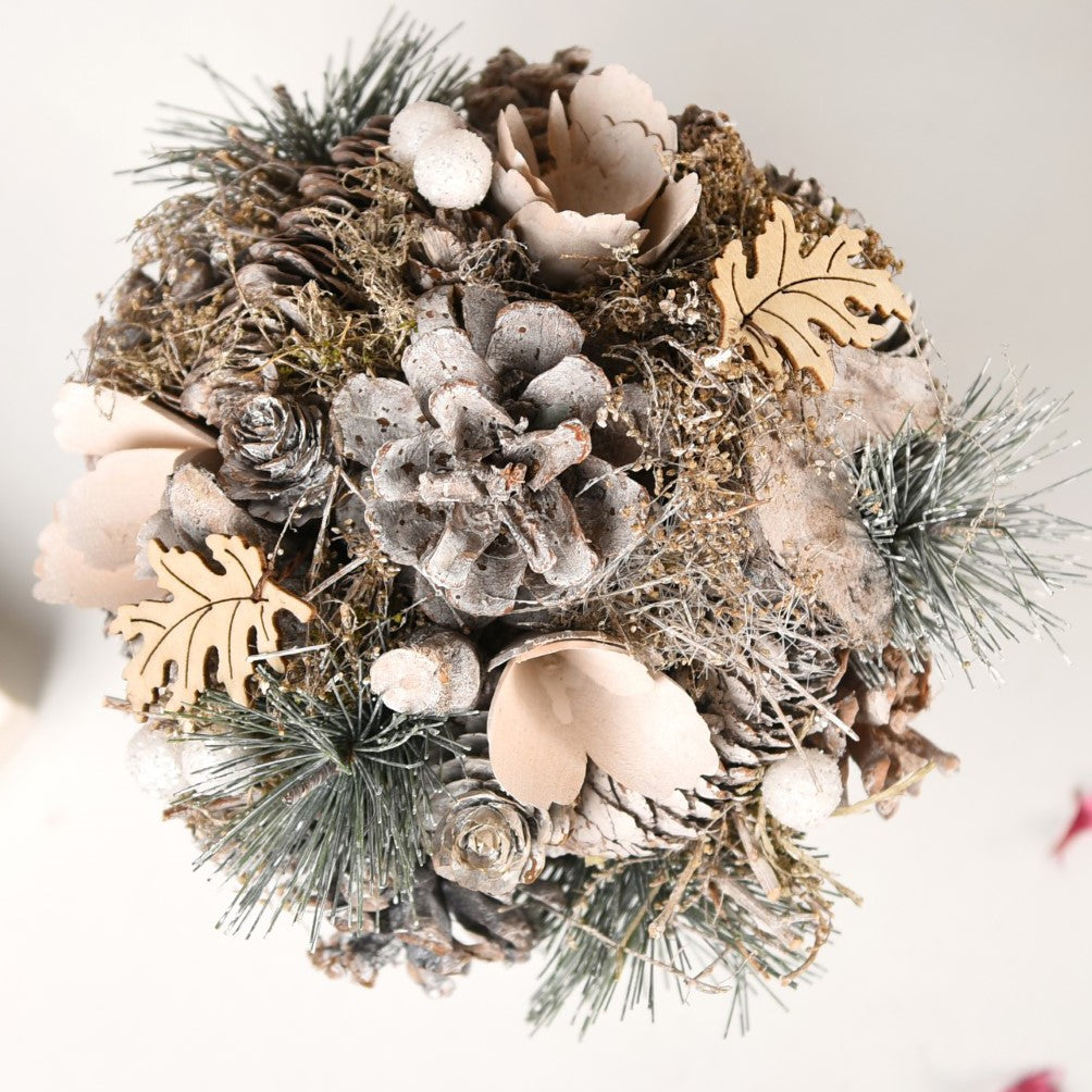 Frosty Pine Cones Dried Flower Pot Nestasia