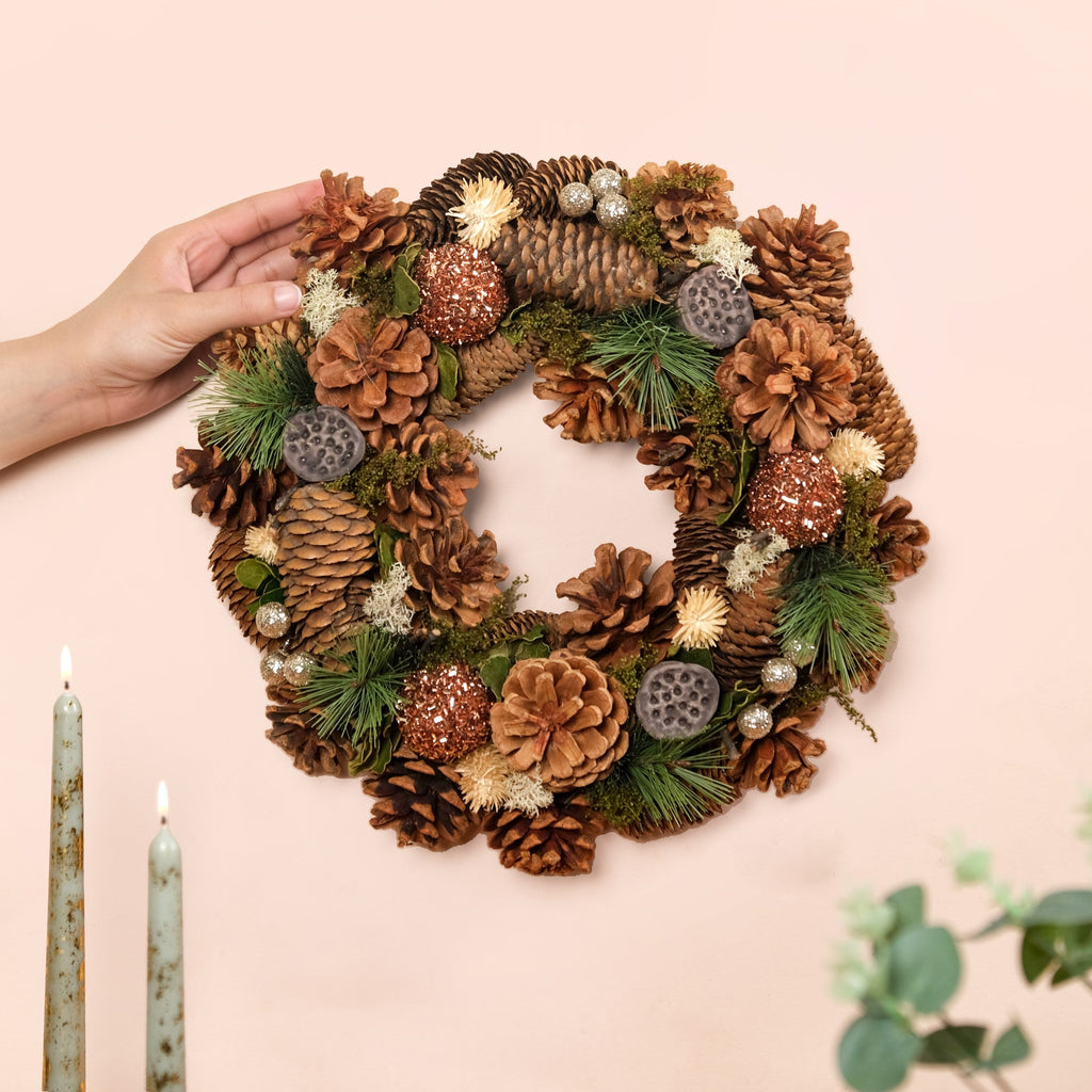 Evergreen Pine Cones Ecofriendly Decor Wreath Nestasia
