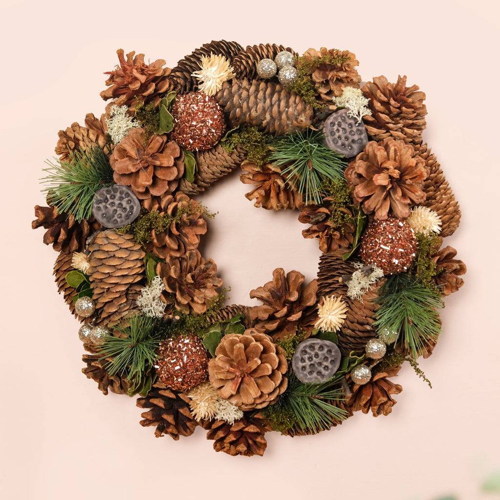Evergreen Pine Cones Ecofriendly Decor Wreath Nestasia