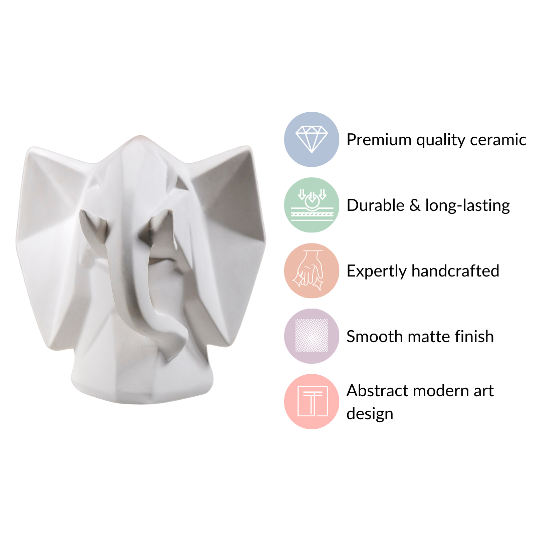Contemporary Elephant Bust Ceramic Sculpture Nestasia