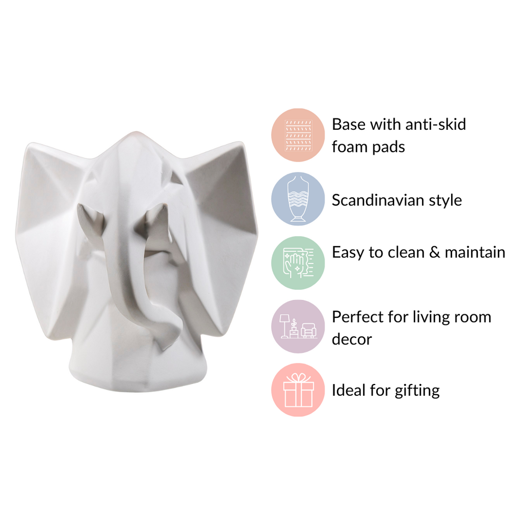 Contemporary Elephant Bust Ceramic Sculpture Nestasia