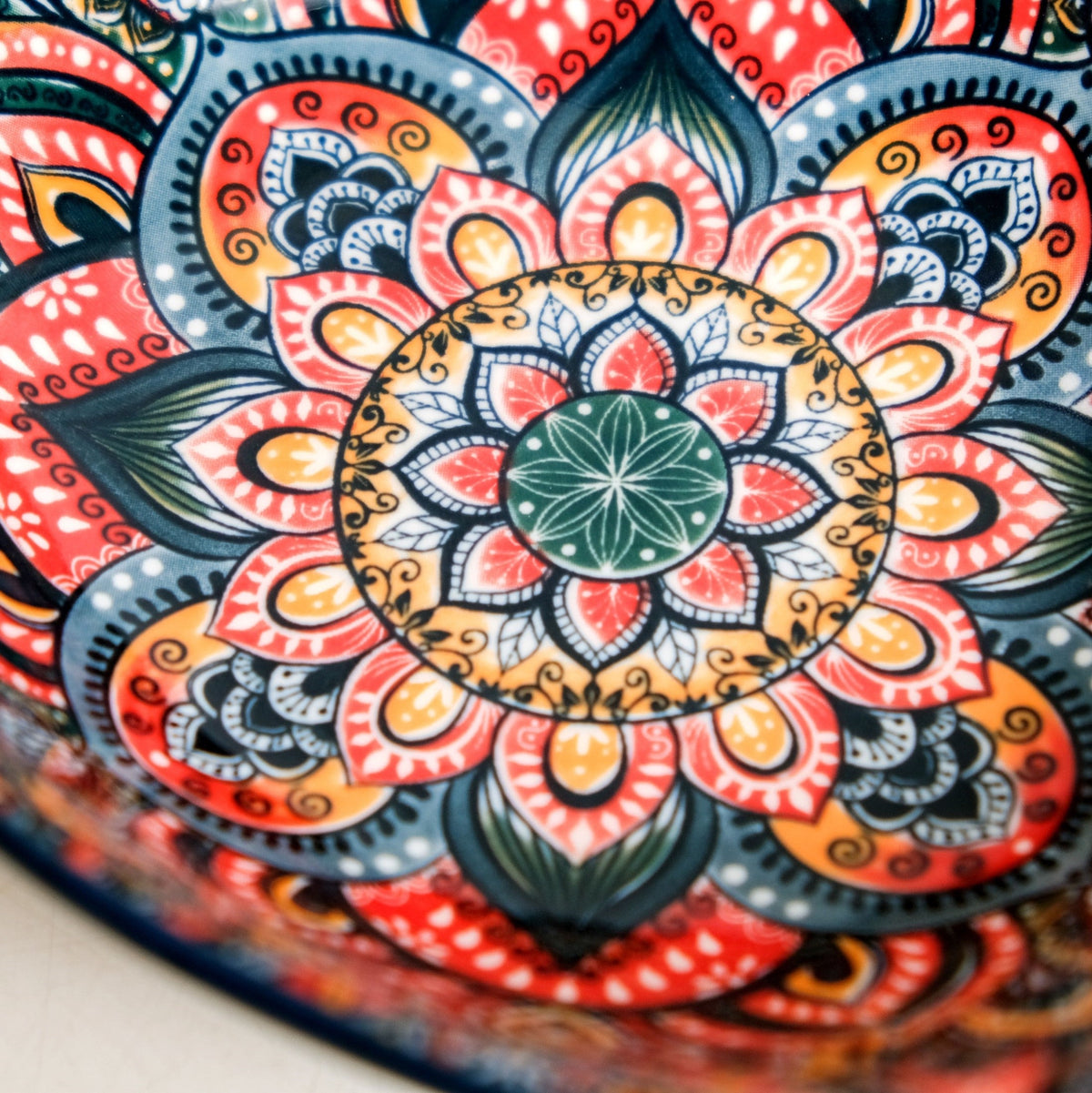Mandala Melange Ceramic Long Dish With Handles Blue 400ml Nestasia