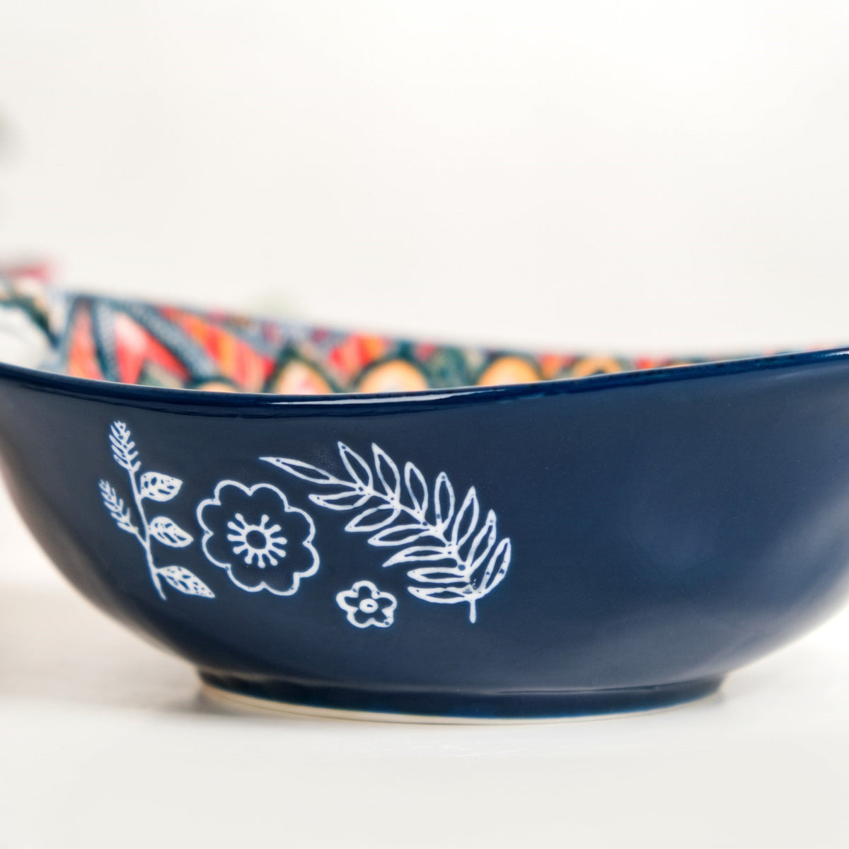Mandala Melange Ceramic Long Dish With Handles Blue 400ml Nestasia