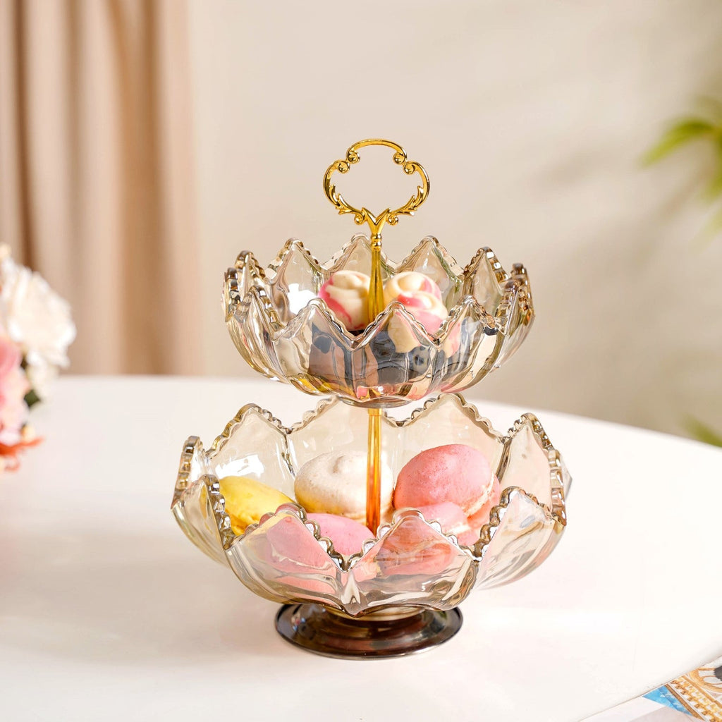 Glass 2 Tier Decorative Bowl Stand Nestasia