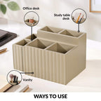 Desk Organiser For Pens Makeup Brushes Beige Nestasia