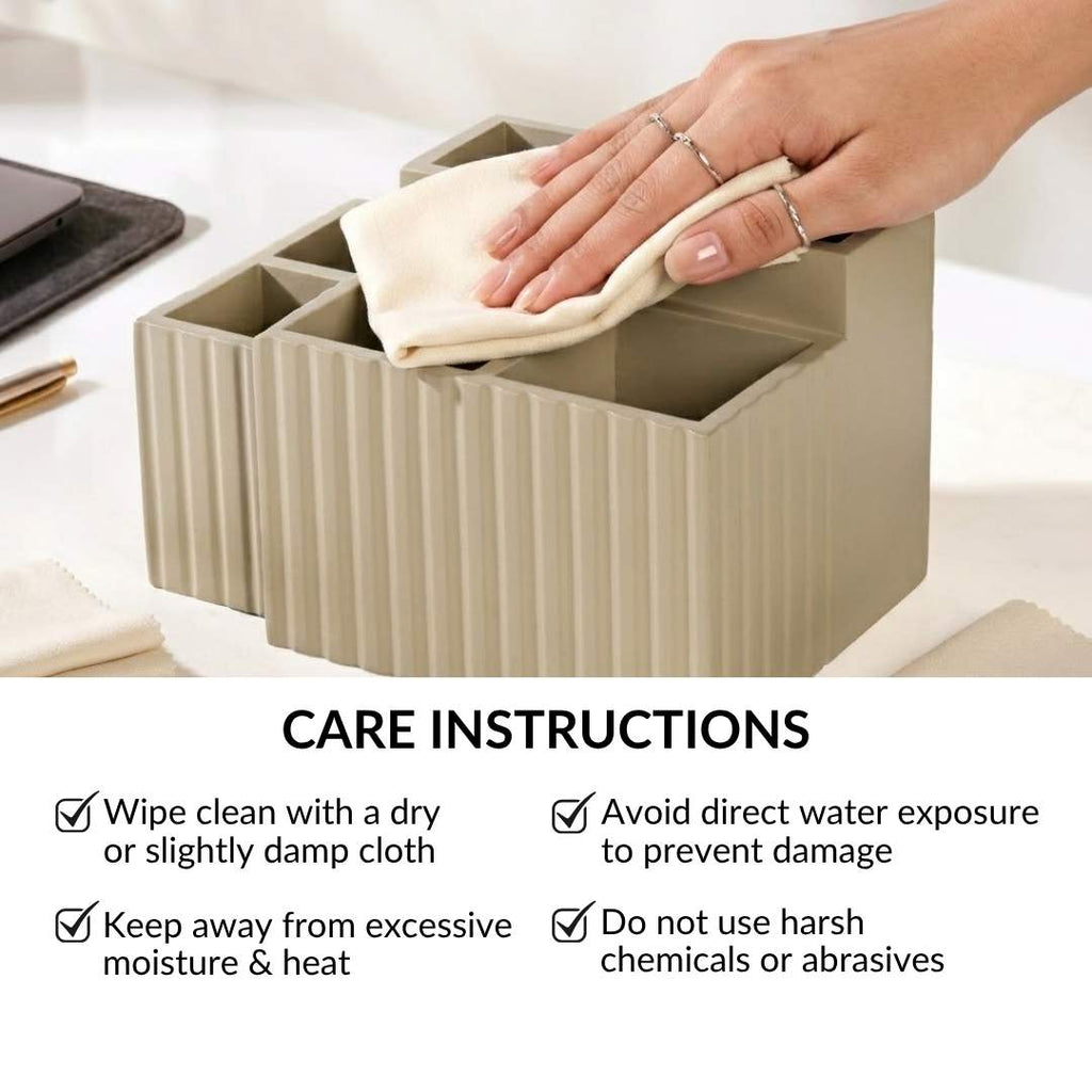 Desk Organiser For Pens Makeup Brushes Beige Nestasia