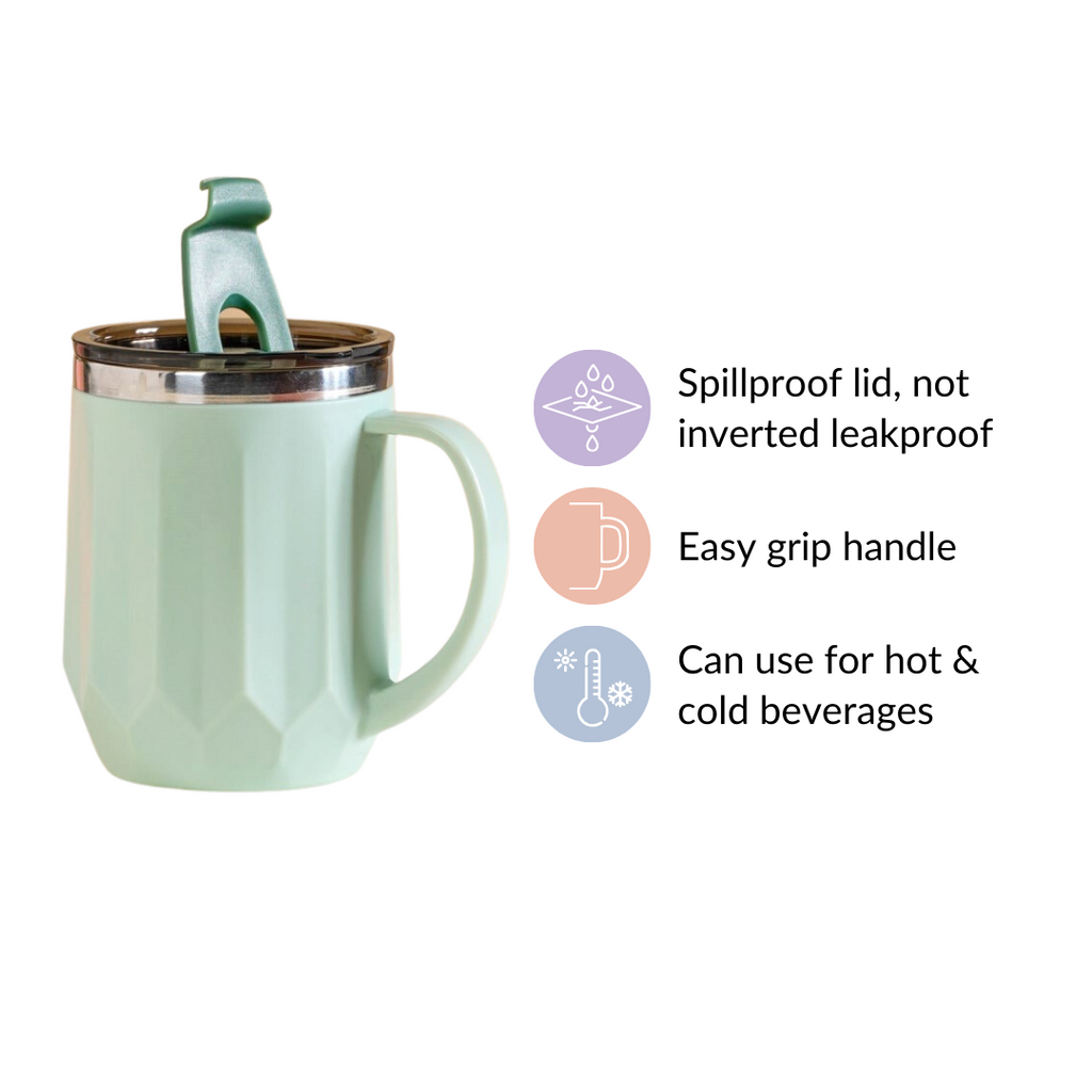 Portable Travel Coffee Mug With Lid Mint 400ml Nestasia