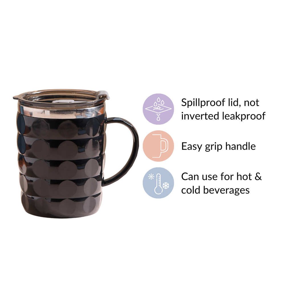 Stainless Steel Travel Mug For Car Black 400ml Nestasia
