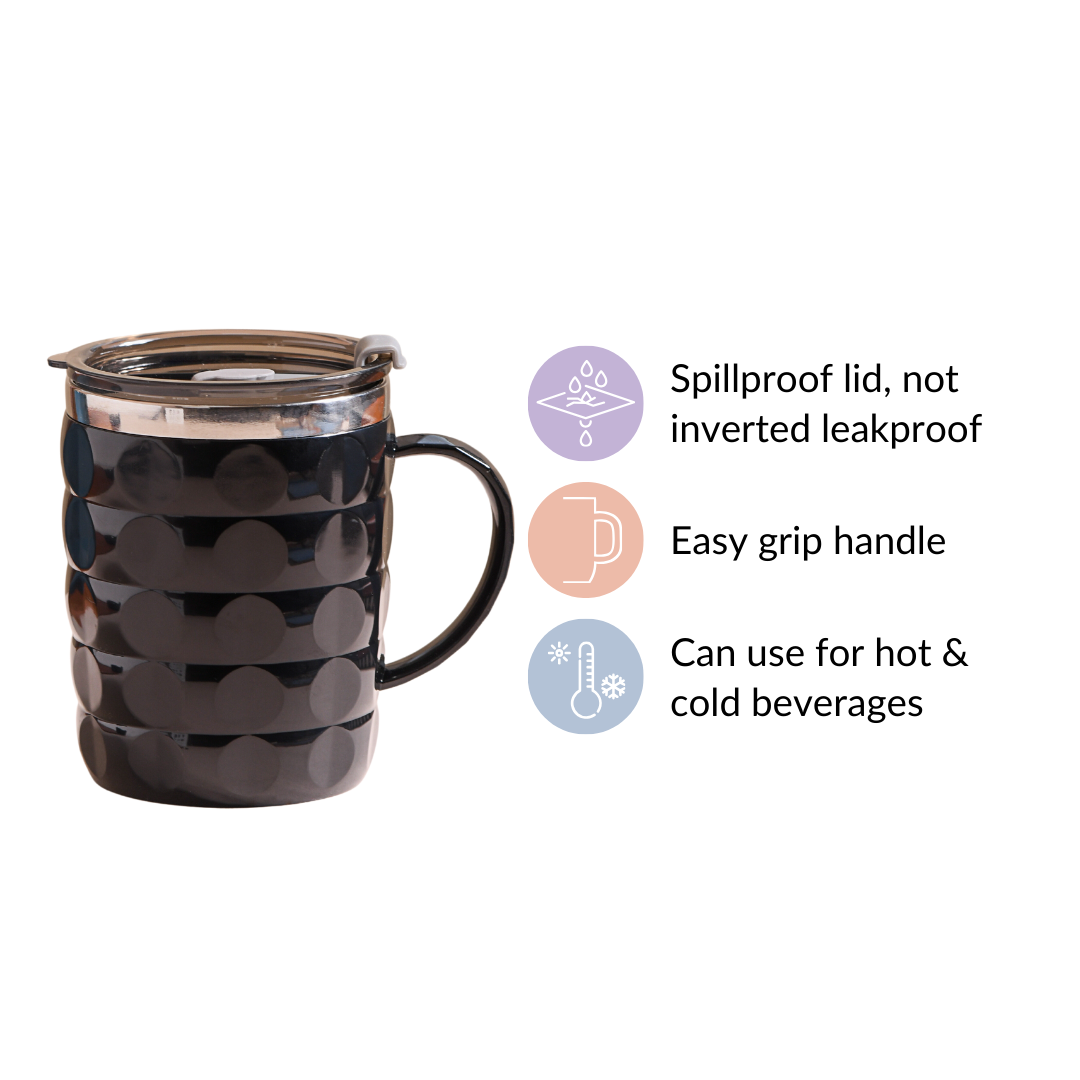 Stainless Steel Travel Mug For Car Black 400ml Nestasia