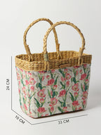Handmade Seagrass Tiffin Basket for Lunch, Picnic & Outdoor Meals