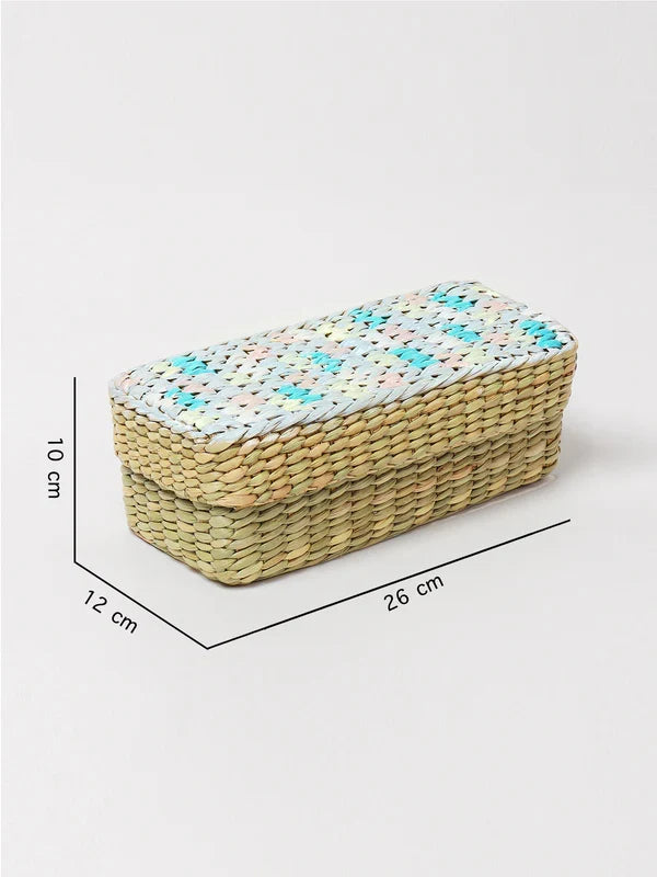 Rustic Long Seagrass Organizer Box for Desk & Wardrobe Essentials