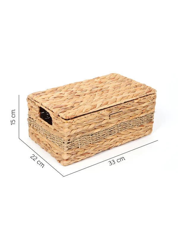 Eco-Friendly Seagrass Lid Box for Scarves, Belts & Wardrobe Essentials