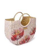 Handmade Seagrass Half Moon Tote Bag for Storage, Shopping