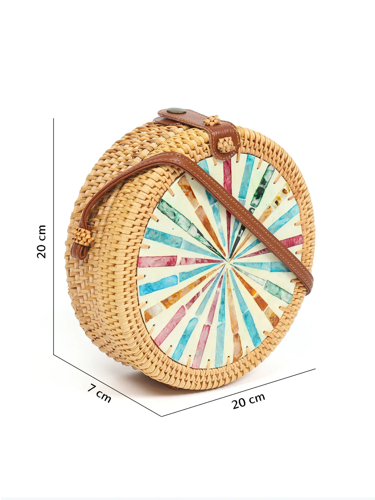 Lightweight Handmade Rattan Sling Bag for Vacation, Picnic, and Everyday Use