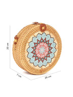 Handwoven Round Rattan Sling Bag for Beach, Travel, and Casual Outfits