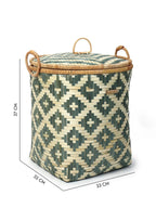 Natural Bamboo Storage Basket with Lid for Bathroom, Bedroom, and Laundry Use