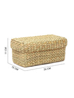 Compact Seagrass Storage Box with Lid for Accessories & Small Items