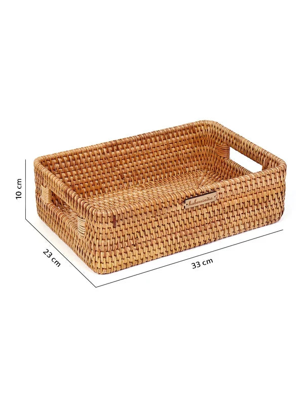 Rustic Handmade Rattan Tray for Functional Storage and Stylish Home Decoration
