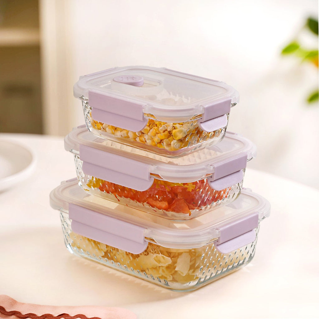 Glowo Airtight Food Containers With Air Vents Set Of 3 370ml 660ml 1000ml Nestasia