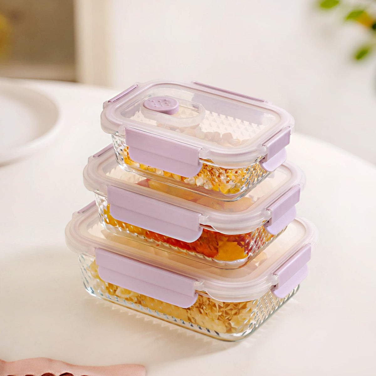 Glowo Airtight Food Containers With Air Vents Set Of 3 370ml 660ml 1000ml Nestasia