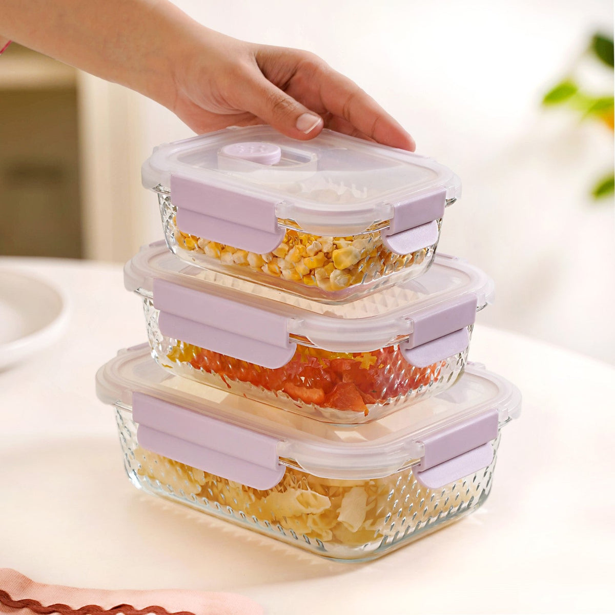 Glowo Airtight Food Containers With Air Vents Set Of 3 370ml 660ml 1000ml Nestasia