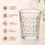 Diamond Embossed Shot Glass Set Of 12 55ml Nestasia