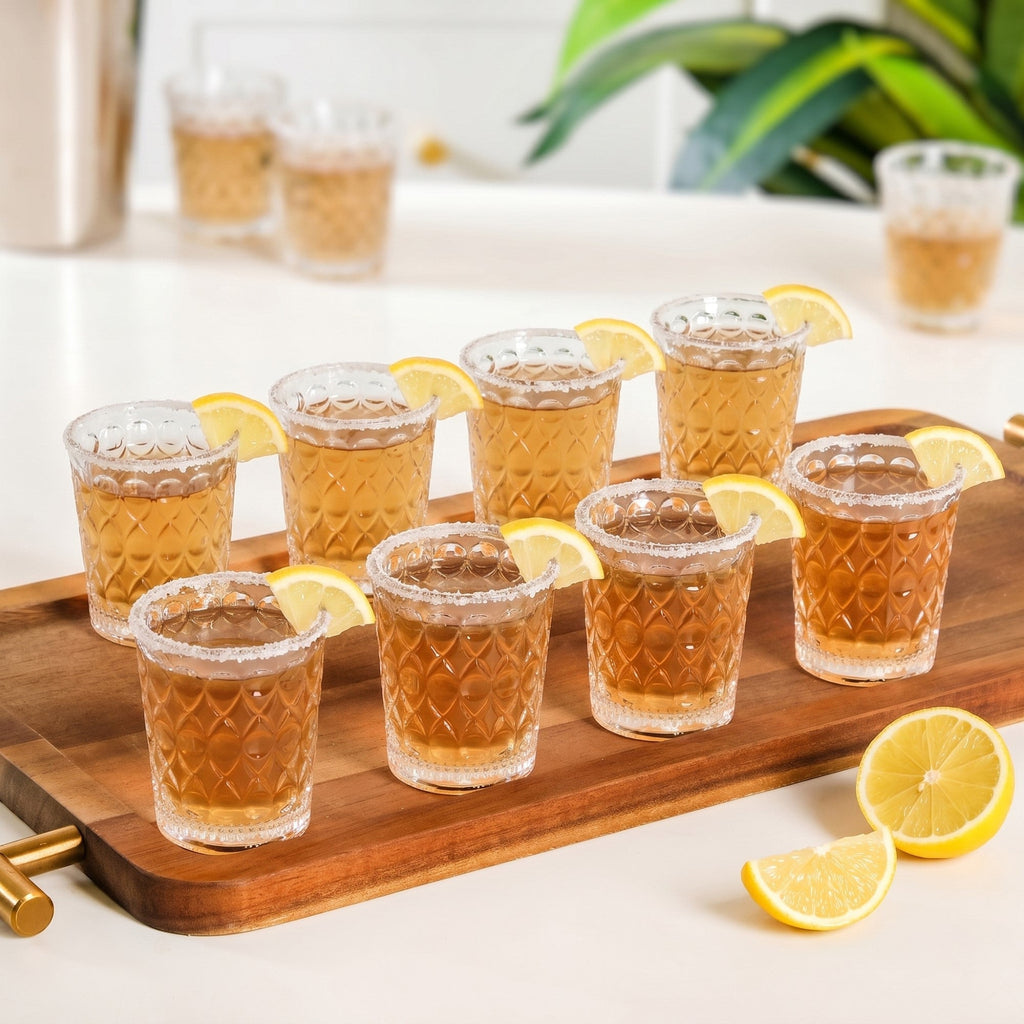 Diamond Embossed Shot Glass Set Of 12 55ml Nestasia